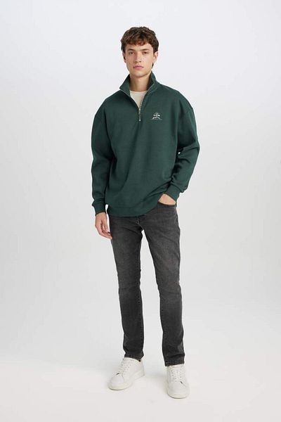 DeFacto Φούτερ με στάμπα με γιακά με φερμουάρ New Season Comfort Regular Fit