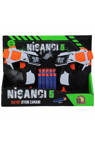 LRS STORE 2 Tabancalı Sünger Mermi Atan Silah Seti + 10 Mermi Blaze Strom Nör...