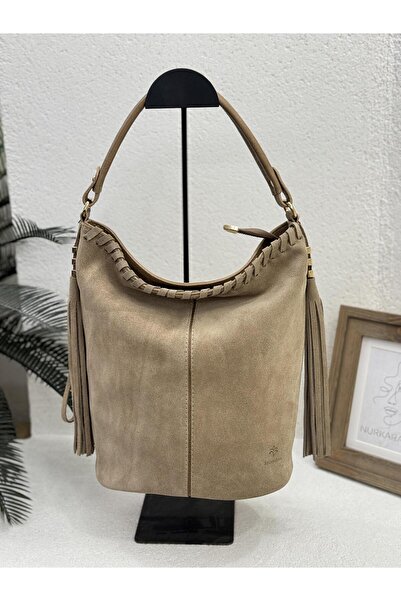 Jacquline ZD054-4 HAKİKİ DERİ YANLARI PÜSKÜL DETAYLI SALAŞ KOL ÇANTASI KADIN