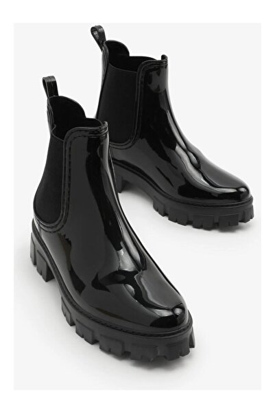 MODA SHOUGO Su Geçirmez Kadın Kalın Taban Yüksek Topuk Yağmur Botu