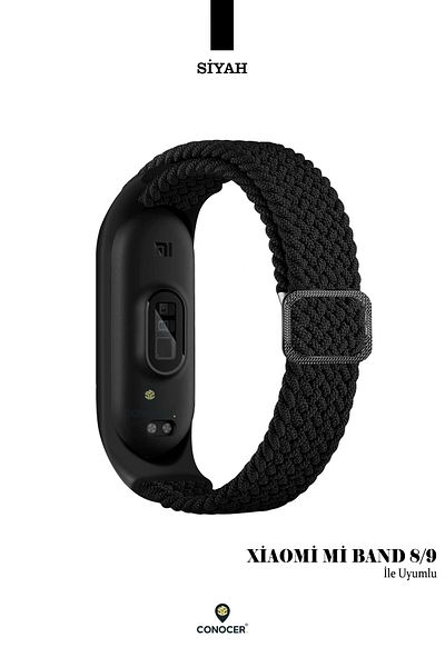 CONOCER حزام حبل منسوج من الألياف الدقيقة بتصميم جديد متوافق مع Xiaomi Mi Band 8/9
