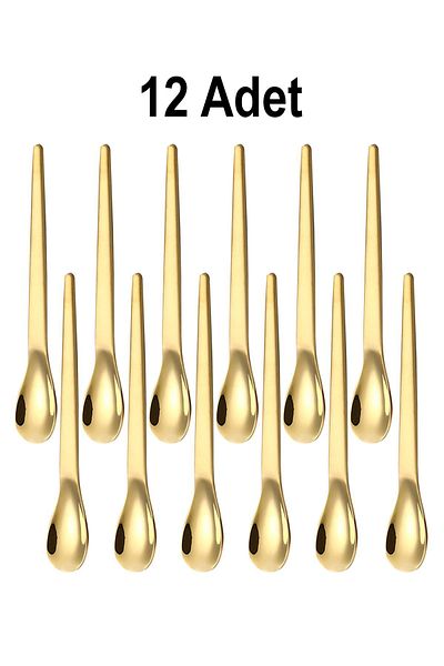 Chavin 201 Steel 12 Pieces Gold Matte 12.5 cm Classic Teaspoon Cin941Sr-12