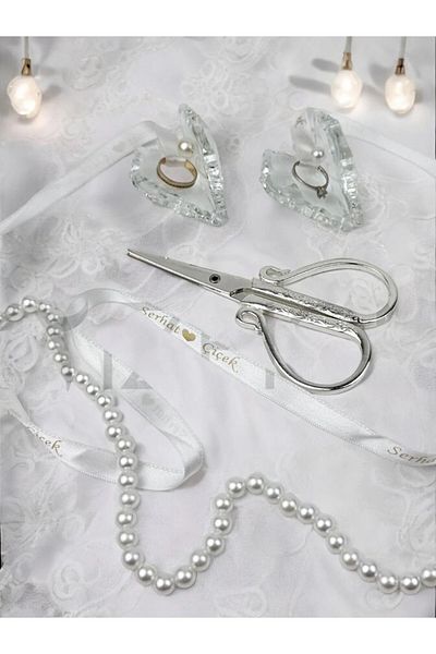 CyzHome Pietra Crystal Glass Ring Riser and Promise Scissors Set