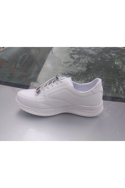 NHA 0034 White Shoes Large Orthopedic Daily Leather Soft and Light Skin Shoes