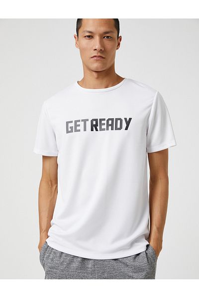 Koton Sport póló szlogen Nyomtatott Crew Neck légáteresztő szövet