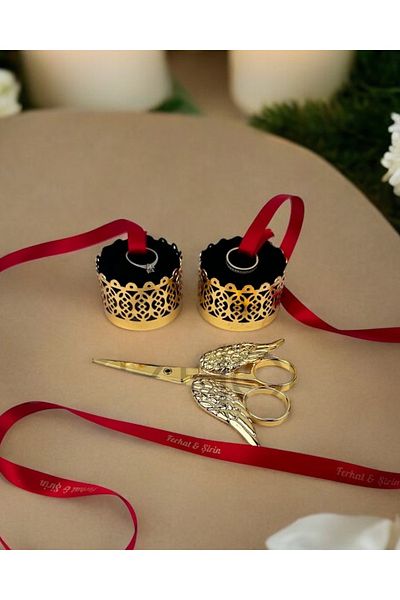 CyzHome Armonia Gold Velvet Rises and Promise Scissors Set