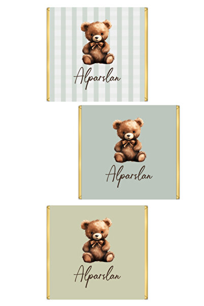 fırsatlar diyarı Ayıcık Tema - Bebek Madlen Çikolata Sargı Etiketi - 35 Adet