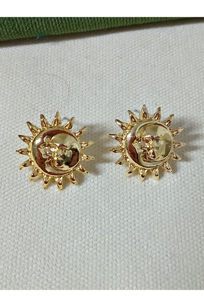 mos&more Gold Sun Shaped Women's Earrings