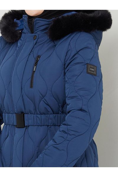 Doque Palton de iarnă pentru femei, matlasat, gonflabil, cu glugă, 125 cm, 67047