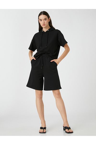 Koton Relax Fit Hooded Sweatshirt - Short Sleeve