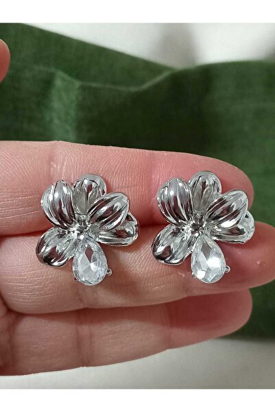 mos&more Silver White Drop Design Women Earrings