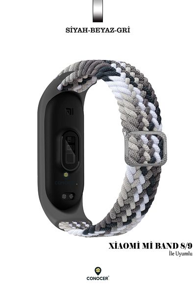 CONOCER حزام حبل منسوج من الألياف الدقيقة بتصميم جديد متوافق مع Xiaomi Mi Band 8/9