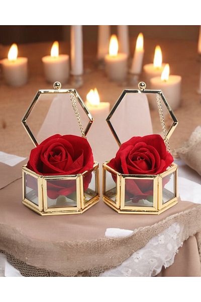 CyzHome Pianeta Hexagon Rose Detailed Ring Riser