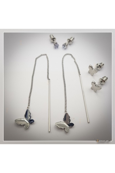 Z Jewelry Design Kuli - Günlük Kelebek Sallantılı Zincir Küpe