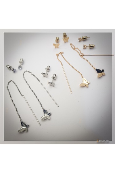 Z Jewelry Design Kuli - Günlük Kelebek Sallantılı Zincir Küpe