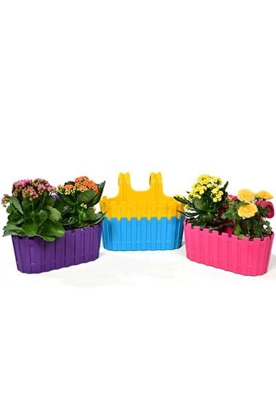 Poliwork 1 Adet Akasya Balkon Saksı Kolay Askı 30 Cm Pembe 3 Lt Denge Aparatlı