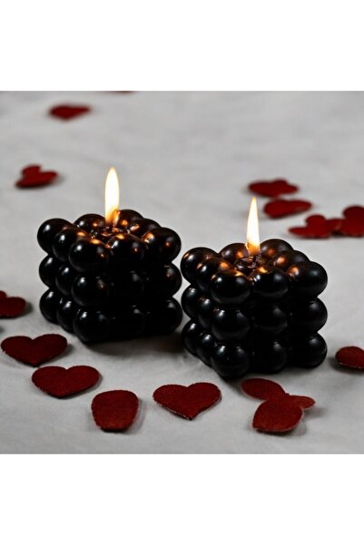 mislinapearls İkili siyah bubble dekoratif mum sevgililer günü özel