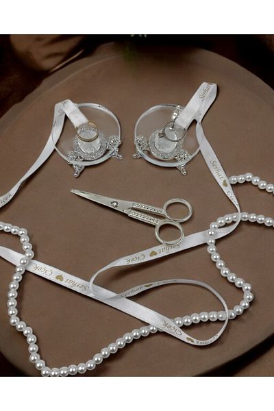 CyzHome Grazia Glass Ring Riser and Promise Scissors Set