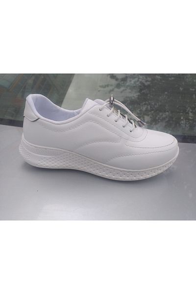 NHA 0034 White Shoes Large Orthopedic Daily Leather Soft and Light Skin Shoes