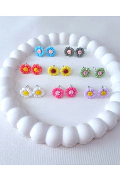 Accesstory Children's Teenager Steel Daisy Minimal Earrings 3 Pairs