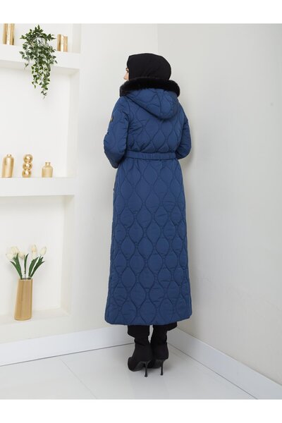 Doque Araboy 125 Cm Şişme Kapitone Kadın Kışlık Kaban Kapşonlu 67047