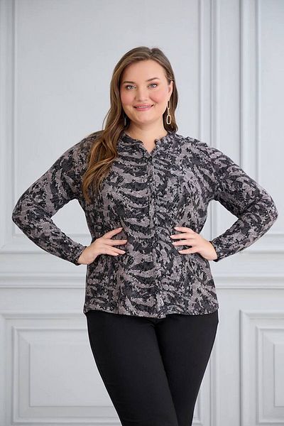 TUSSE Women's Soft Patterned Elegant Plus Size Cashmere Shirt Blouse