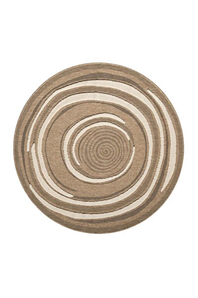 Halımax Seyran Halı Marakeş 678 Kahve Siyah Kabartmalı Modern Yuvarlak Dokuma Halı