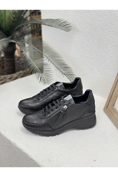 Mammamia D24YA-3680 PANTOFI SPORT ORTOPEDICI PIELE VERITĂȚI CU șireturi și detaliu cu fermoar FEMEI
