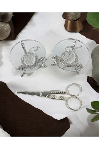 CyzHome Bionda Glass Ring Riser and Promise Scissors Set