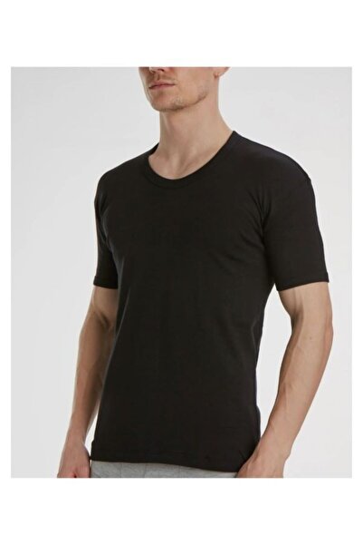 X-Man Tekli (1 Adet) %100 Pamuk Siyah Renk Açık Bisiklet Yaka Kısa Kollu Erkek Atlet -Fanila