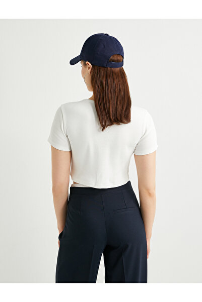 Koton Футболка з коротким рукавом Crop Tisort з ребристою горловиною