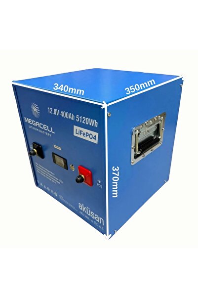 Megacell -LiFePO4 Metal Kasa Bluetooth 12,8V 400Ah Lityum Demir Fosfat Akü