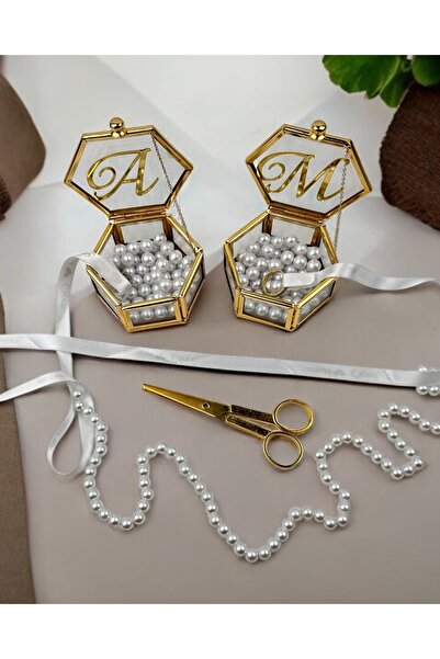 Cyz Home Corrente Altıgen Gold Yüzük Yükselticisi ve Söz Makası Seti