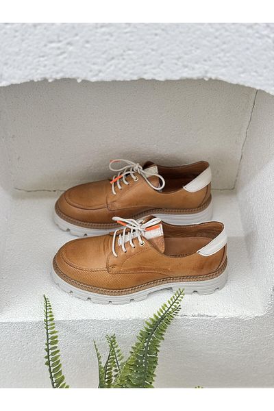 Mammamia D24YA-3850 Дамски мокасини - Естествена кожа, обувки с връзки