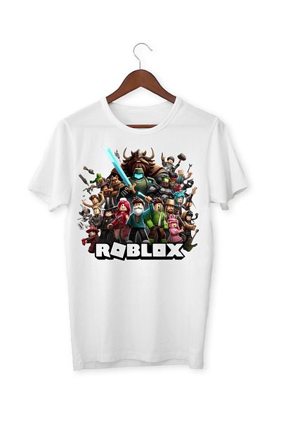 ALPŞAN TİCARET Μπλουζάκι Roblox - Παιδιά και Ενήλικες, Μονόχρωμο, Κοπή Manga, Λογότυπο Roblox