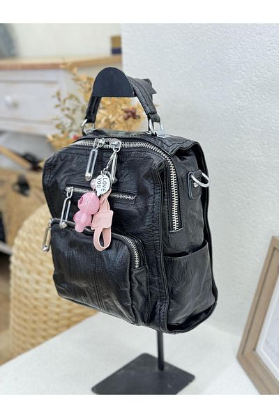 Matthew Cox 1019 Model Leather Women's Bag with Keychain and Gift - Hem, Back, Arm Design