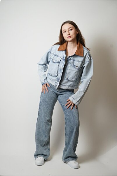 LES PEPES kadife yaka kar yıkama ceket