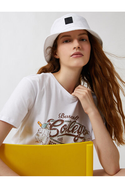 Koton تي شيرت مطبوع عليه حروف قطن