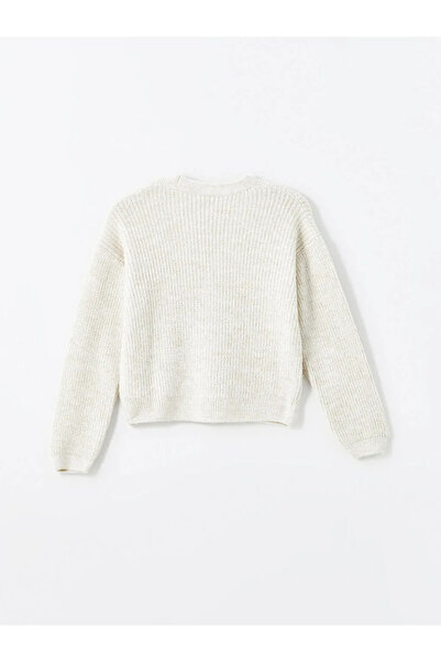 LC Waikiki Lcw Kids Ecru V-Neck Girl's Knitwear Cardigan