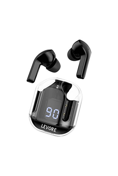 Levore سماعات أذن كريستال S1 ستيريو لاسلكية حقيقية مع شاشة رقمية LBT301 - أسود
