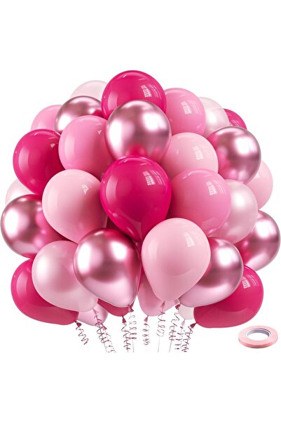 Home Zone 60pcs 12 inch Metallic Pink Pearl Pink Hot Pink Pastel Pink Latex B...