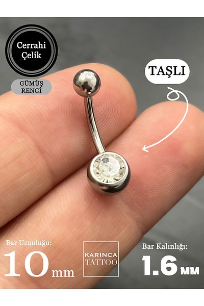 Karınca Piercing 10 mm Medium Size Stone Belly Piercing