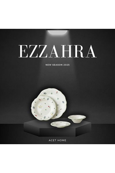 English Home Ezzahra Porcelain Breakfast Set for 2 People Green-Yellow-Pink-Blue