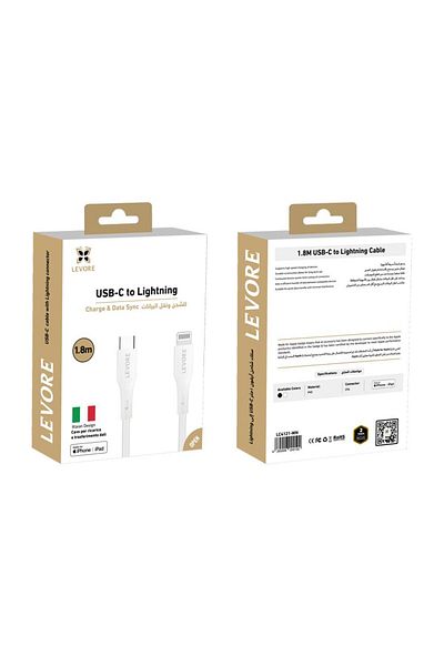 Levore USB-C to Lightning Cable MFI Certified TPE 1.8m - White