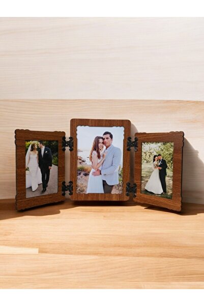 HANEM إطار صورة مفصلي ثلاثي من خشب MDF وجوانب 10x15 في المنتصف 15x21