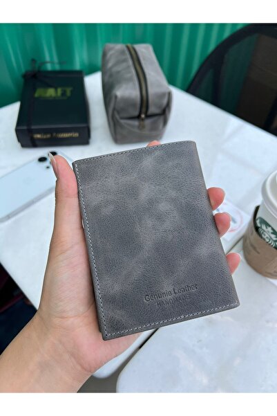 Deriza Gloria 1421 - Чоловічий сірий гаманець із натуральної шкіри