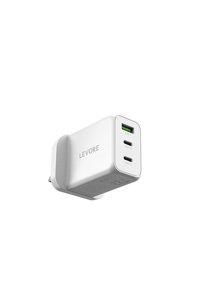 Levore Wall charger with Dual 65W 2 USB-C Ports and 30W USB-A Port - White