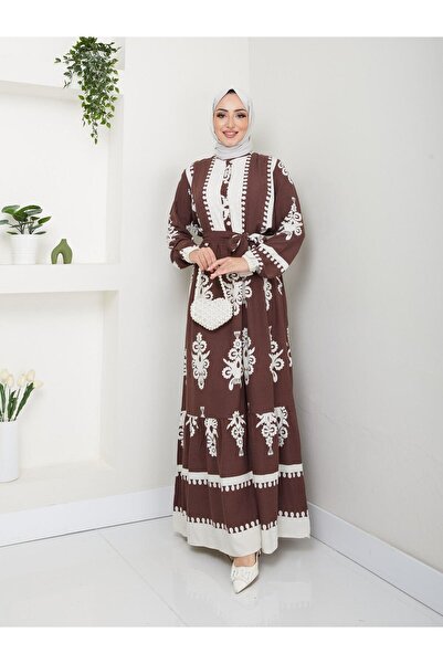 moda periy Kadın yazlık basic pamuklu viskon Kuşaklı Salaş Tesettür Elbise