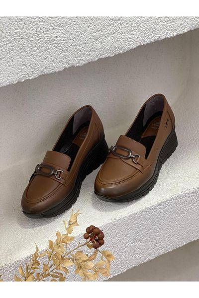 venüs ayakkabı 24K2313020 FRONT BUCKLE GENUINE LEATHER 5CM PADDED SOLE ORTHOPEDIC CASUAL SHOES WOMEN