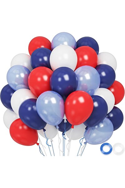 Home Zone 60 pcs 12 Inch Navy Blue Red White Party Balloons